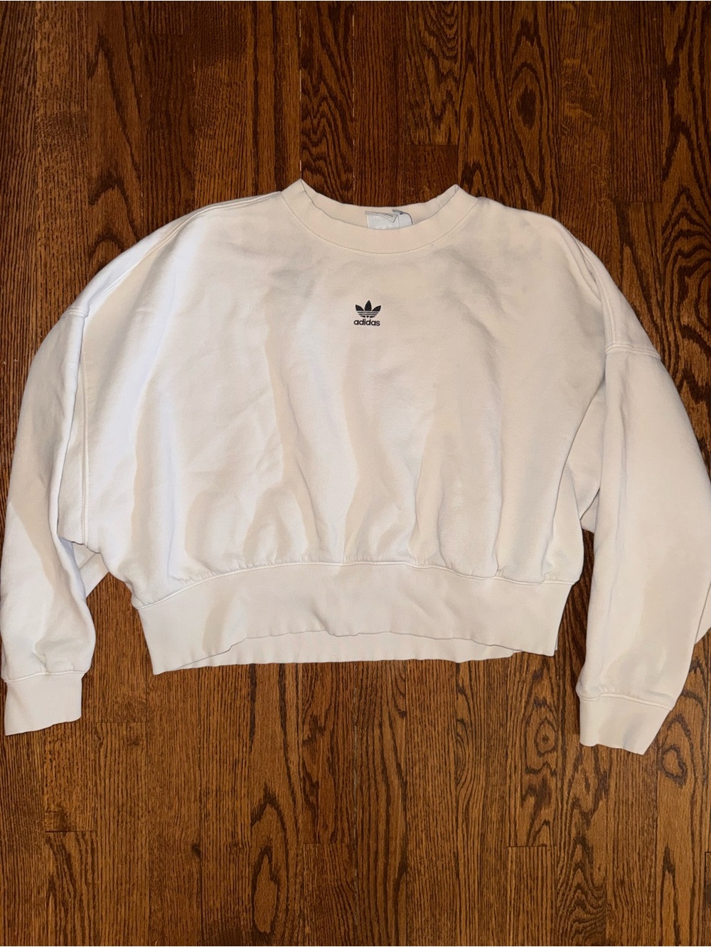 adidas Off-White Cropped Crewneck Sweatshirt